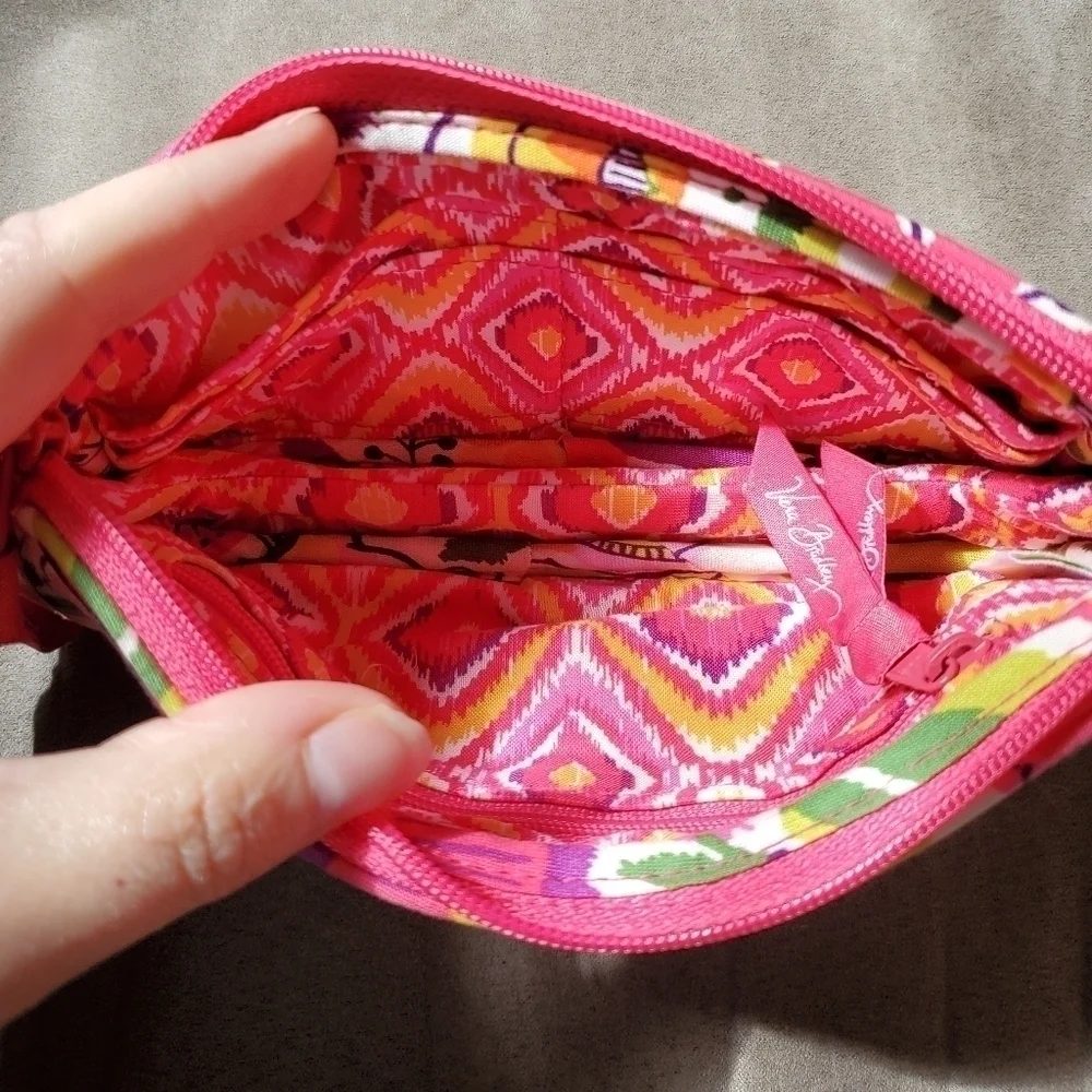 Vera Bradley Pink Clementine Multicolor Floral Zip Wallet Wristlet Purse